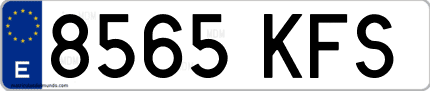 Ejemplo de matrícula de coche ordinaria 8565 KFS