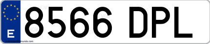 Ejemplo de matrícula de coche ordinaria 8566 DPL