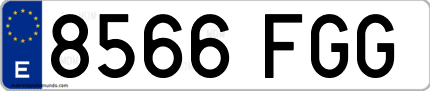Ejemplo de matrícula de coche ordinaria 8566 FGG