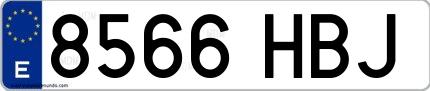 Ejemplo de matrícula española 8566 HBJ