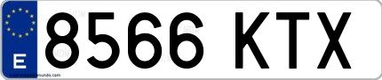 Ejemplo de matrícula española 8566 KTX