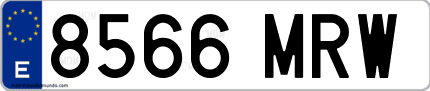 Ejemplo de matrícula de coche ordinaria 8566 MRW
