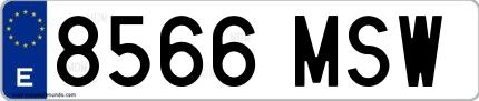 Ejemplo de matrícula española 8566 MSW