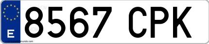 Ejemplo de matrícula española 8567 CPK
