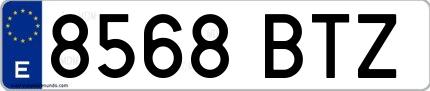 Ejemplo de matrícula española 8568 BTZ