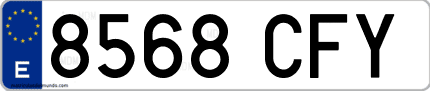 Ejemplo de matrícula de coche ordinaria 8568 CFY