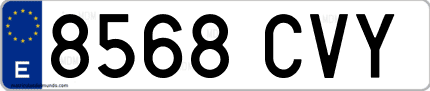 Ejemplo de matrícula de coche ordinaria 8568 CVY