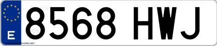 Ejemplo de matrícula española 8568 HWJ