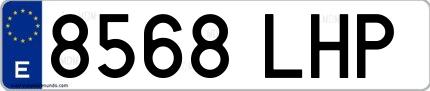 Ejemplo de matrícula española 8568 LHP