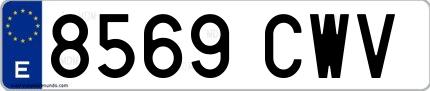 Ejemplo de matrícula española 8569 CWV