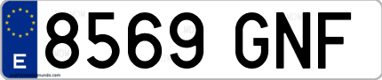 Ejemplo de matrícula de coche ordinaria 8569 GNF