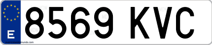 Ejemplo de matrícula de coche ordinaria 8569 KVC