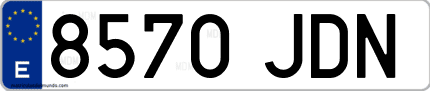 Ejemplo de matrícula de coche ordinaria 8570 JDN