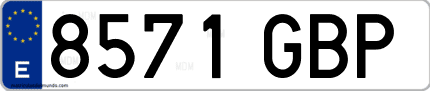Ejemplo de matrícula de coche ordinaria 8571 GBP