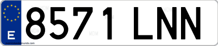 Ejemplo de matrícula de coche ordinaria 8571 LNN