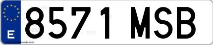 Ejemplo de matrícula española 8571 MSB