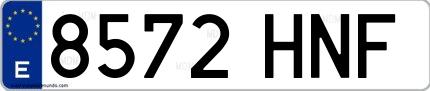 Ejemplo de matrícula española 8572 HNF