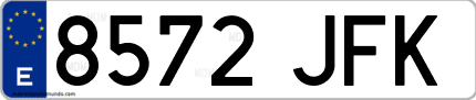Ejemplo de matrícula de coche ordinaria 8572 JFK