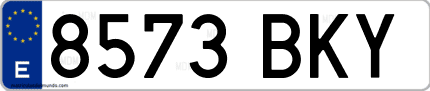 Ejemplo de matrícula de coche ordinaria 8573 BKY