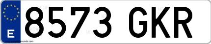 Ejemplo de matrícula española 8573 GKR