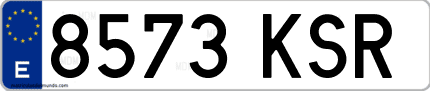 Ejemplo de matrícula de coche ordinaria 8573 KSR