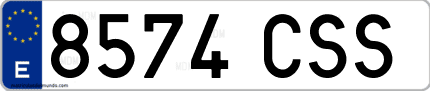 Ejemplo de matrícula de coche ordinaria 8574 CSS