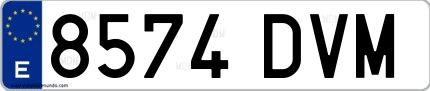 Ejemplo de matrícula española 8574 DVM