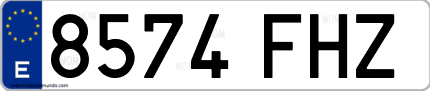 Ejemplo de matrícula de coche ordinaria 8574 FHZ