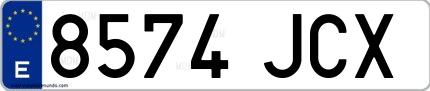Ejemplo de matrícula española 8574 JCX