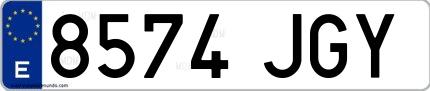 Ejemplo de matrícula española 8574 JGY