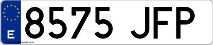 Ejemplo de matrícula española 8575 JFP