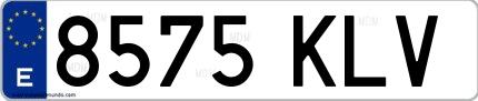 Ejemplo de matrícula española 8575 KLV