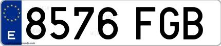 Ejemplo de matrícula española 8576 FGB