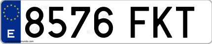 Ejemplo de matrícula de coche ordinaria 8576 FKT