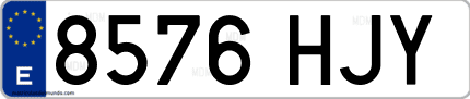 Ejemplo de matrícula de coche ordinaria 8576 HJY