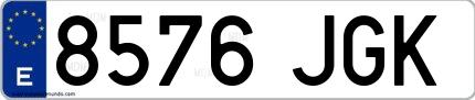 Ejemplo de matrícula española 8576 JGK