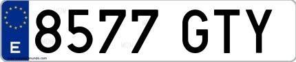 Ejemplo de matrícula española 8577 GTY