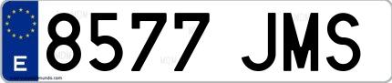 Ejemplo de matrícula española 8577 JMS