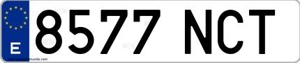 Ejemplo de matrícula española 8577 NCT