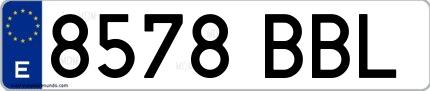 Ejemplo de matrícula española 8578 BBL