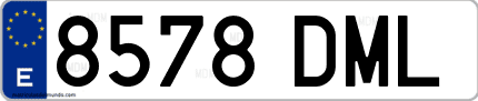 Ejemplo de matrícula de coche ordinaria 8578 DML