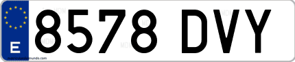 Ejemplo de matrícula de coche ordinaria 8578 DVY