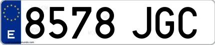 Ejemplo de matrícula española 8578 JGC