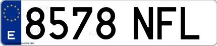 Ejemplo de matrícula española 8578 NFL