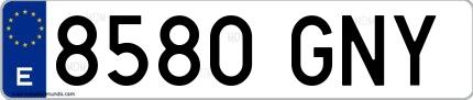 Ejemplo de matrícula española 8580 GNY
