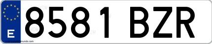 Ejemplo de matrícula española 8581 BZR