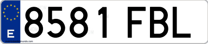 Ejemplo de matrícula de coche ordinaria 8581 FBL