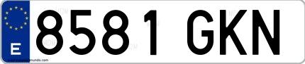 Ejemplo de matrícula española 8581 GKN