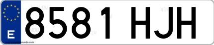Ejemplo de matrícula española 8581 HJH