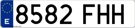 Ejemplo de matrícula de coche ordinaria 8582 FHH